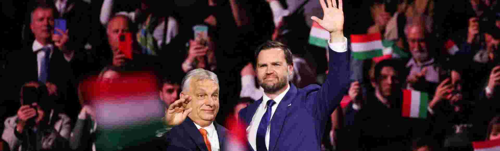US Vice President JD Vance and Hungarian Prime Minister Viktor Orbán attend a rally in Budapest, Hungary, ahead of the Hungarian parliamentary elections.