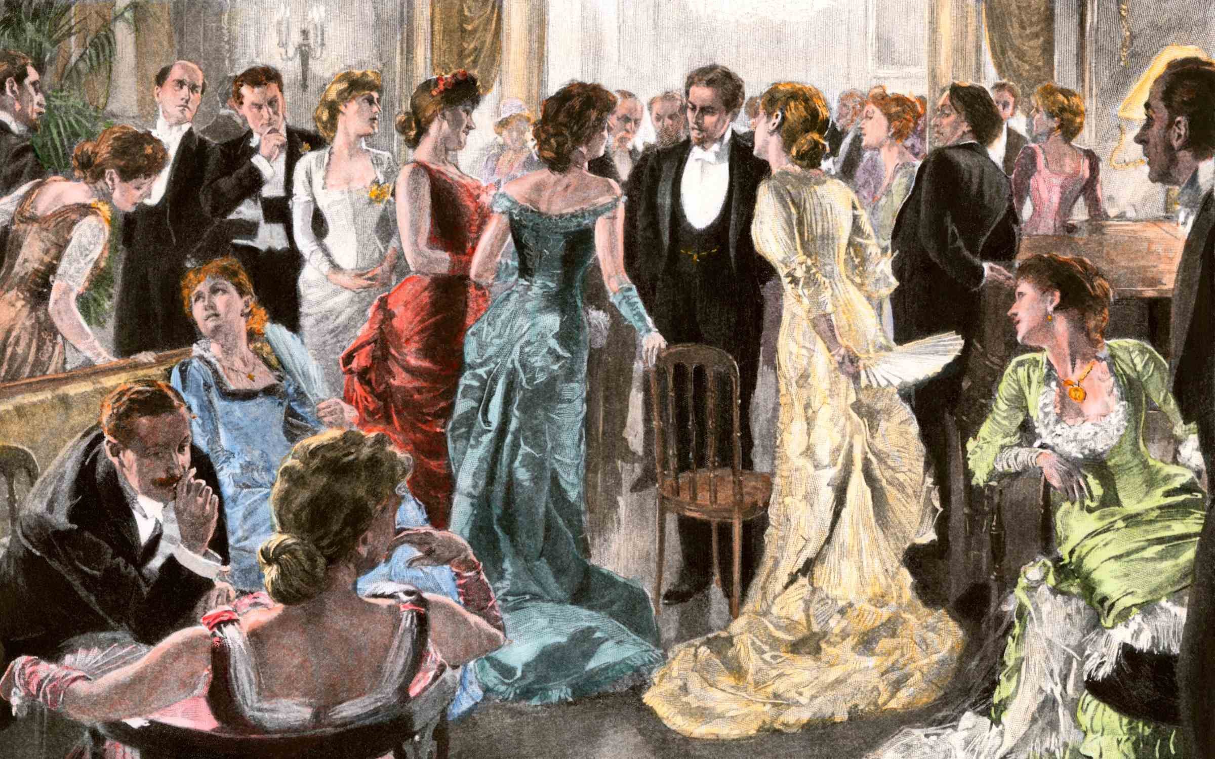 Reception to introduce a young man to society, c. 1900.