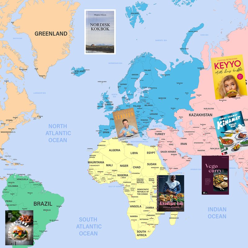 Jorden runt på 23 kokböcker