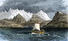 Erik the Red bringing Norse settlers to Greenland.