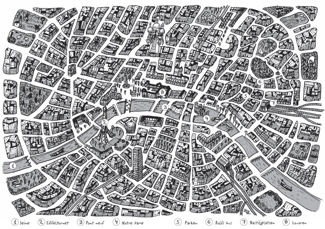 Vacker karta över Paris. Ur boken 