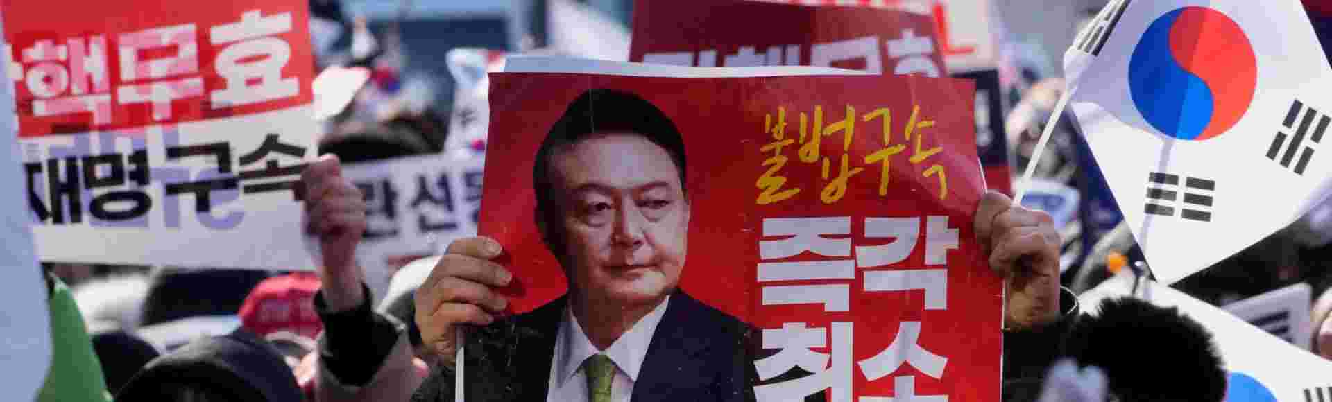 Supporters of impeached former South Korean President Yoon Suk Yeol at a rally in Seoul. Credit: Associated Press