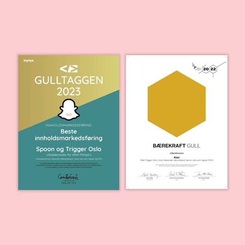 Skolekravet vant gull i Gulltaggen i kategorien beste innholdsmarkedsføring og gull i ANFO Effekt i kategorien bærekraft