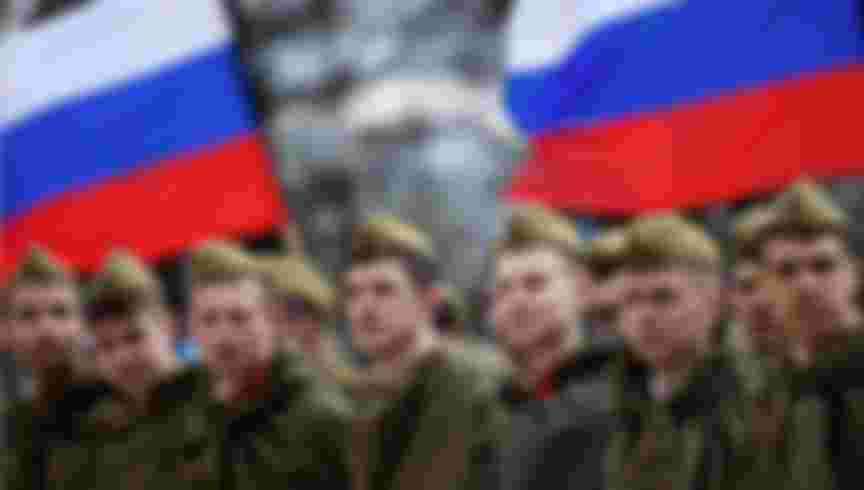 Military cadets in Yekaterinburg celebrating the 72nd Anniversary of the 'Great Patriotic War' against the Nazis, 2017.