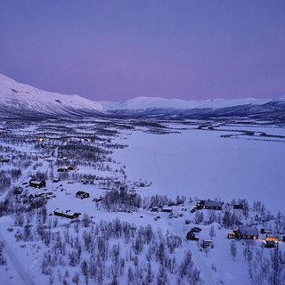 Flygvy Nikkkaluokta på vintern