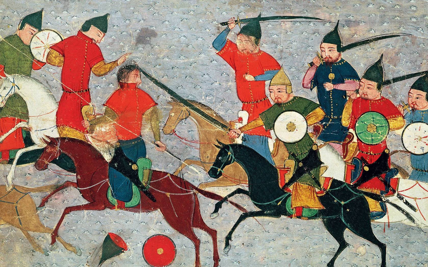Mongol legend Genghis Khan in combat