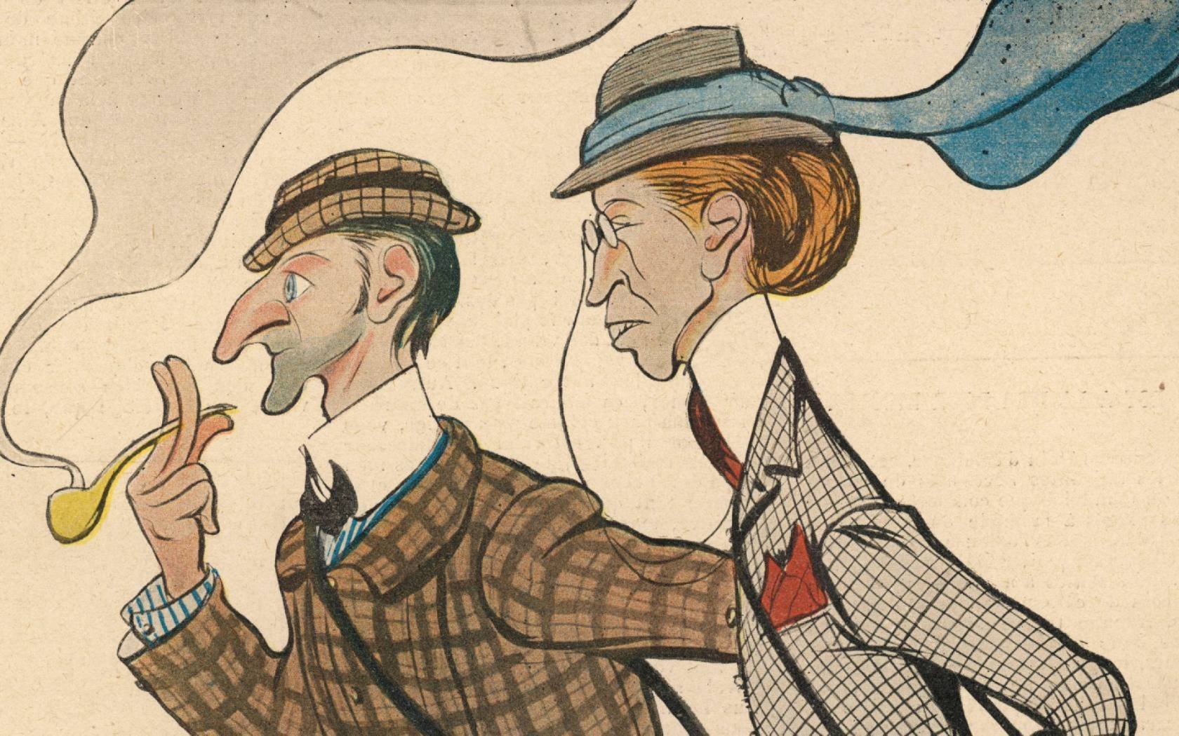 Caricature of an English couple.
