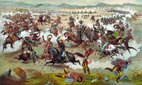 Print depicting Custer's Last Stand with the US 7th Cavalry at the Battle of the Little Bighorn in 1876
