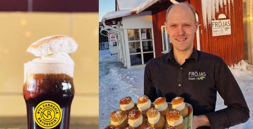 Semlafloat från Nya Carnegiebryggeriet och Peter Johansson, ägare av Fröjas kafé.  