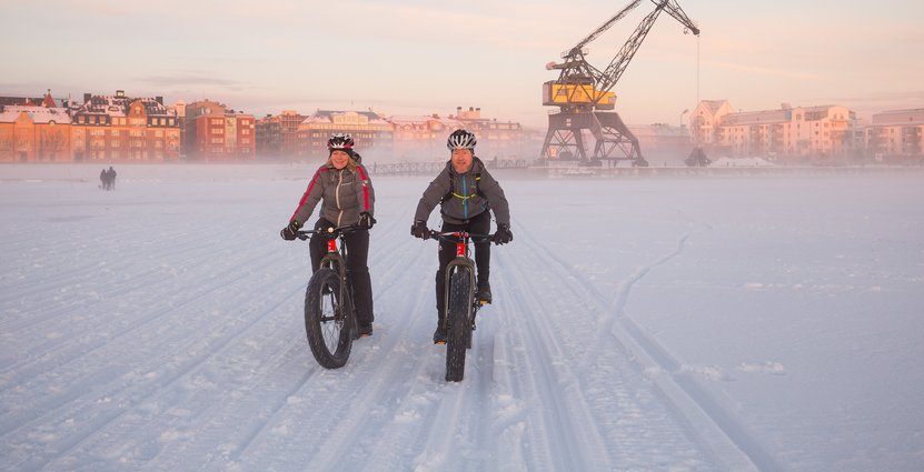 Cykling är populärt även vintertid i Luleå. 