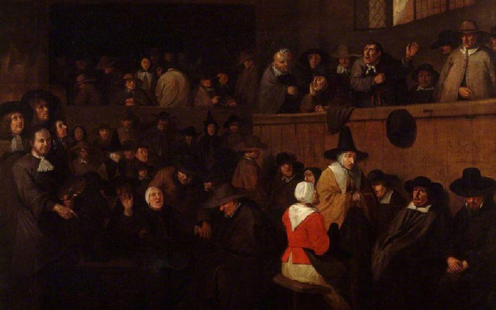 A Quaker meeting, late 17th century, by Egbert van Heemskerck.