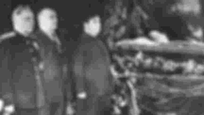 The casket of Joseph Stalin. By his side stand Kliment Voroshilov, Lavrentiy Beria and Georgy Malenkov. Credit: RBM Vintage Images / Alamy Stock Photo.