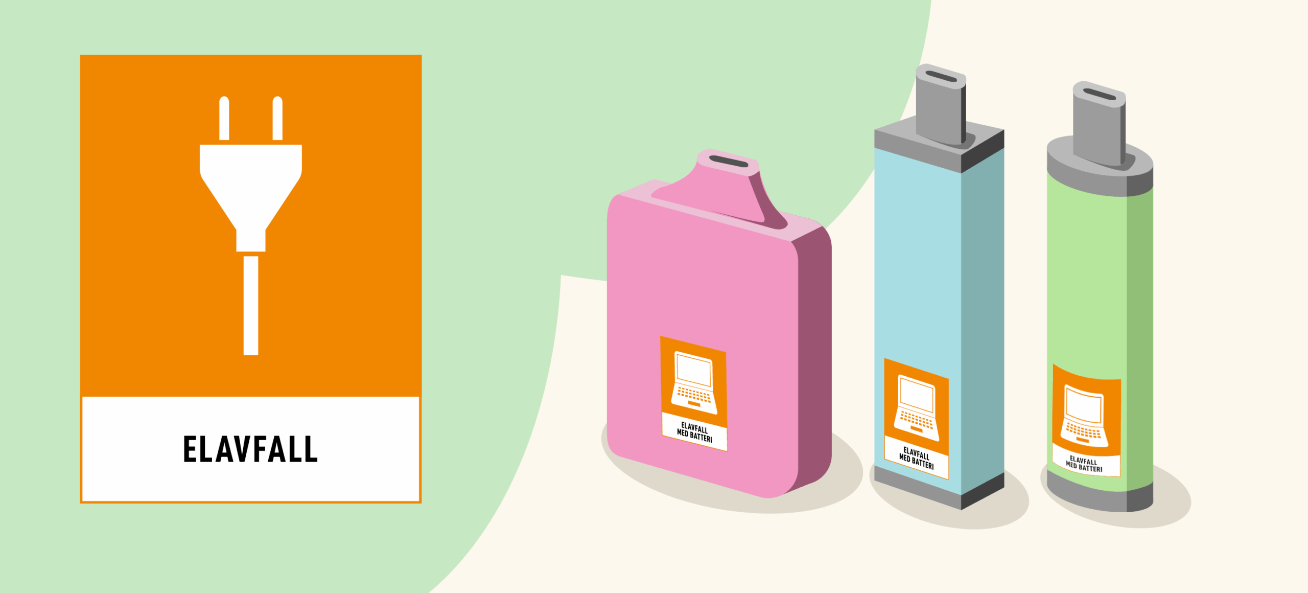 Illustrerade bild p&aring; e-cigaretter samt symbol f&ouml;r el-avfall