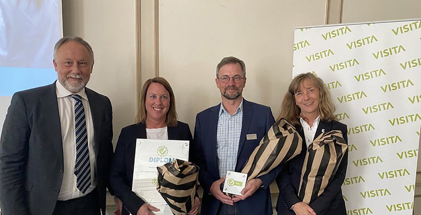 Jonas Siljhammar (vd Visita), Maria Ekberg (lärare Drottning Blankas Gymnasieskola Södra Kyrkogatan), Mikael Fors (rektor Drottning Blankas Gymnasieskola Södra Kyrkogatan) samt Annika Birkfeldt (hotellchef Mollberg och medlem i utbildningens styrgrupp, representerar näringslivet) 