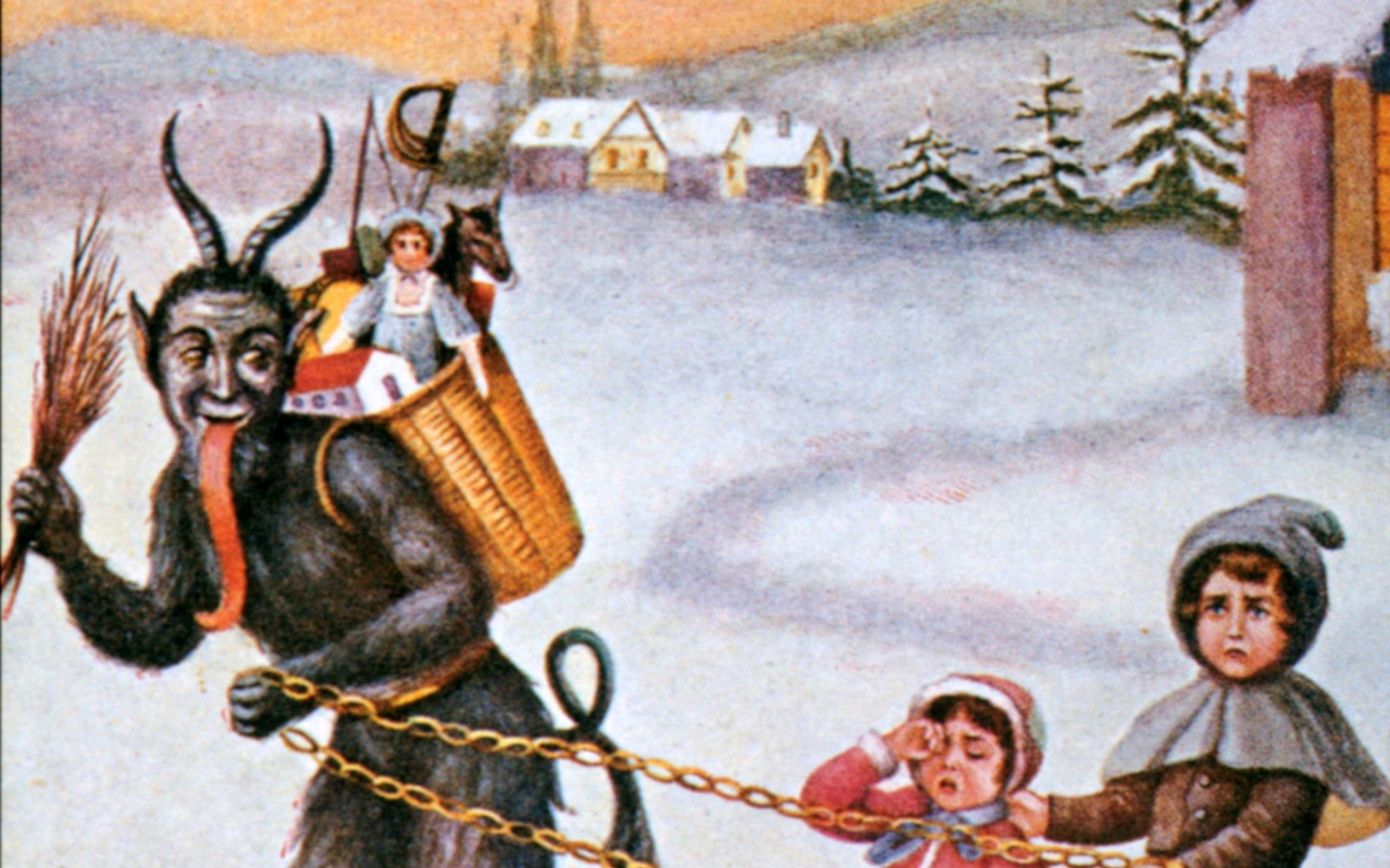 Postcard featuring Krampus from early 20th century Germany.