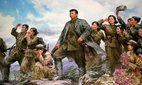 A North Korean propaganda painting depicts North Korean dictator Kim Il Sung liberating his country during the Korean War