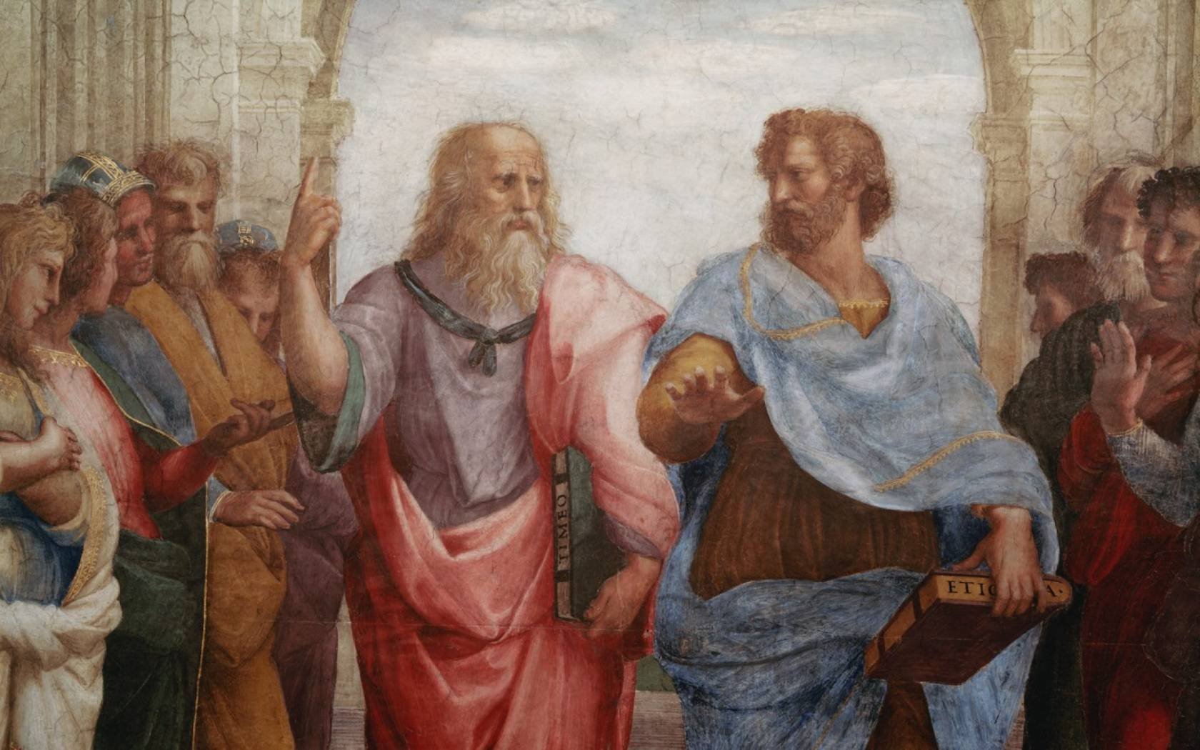 Detail of Plato and Aristotle in 'The School of Athens' by Raphael.