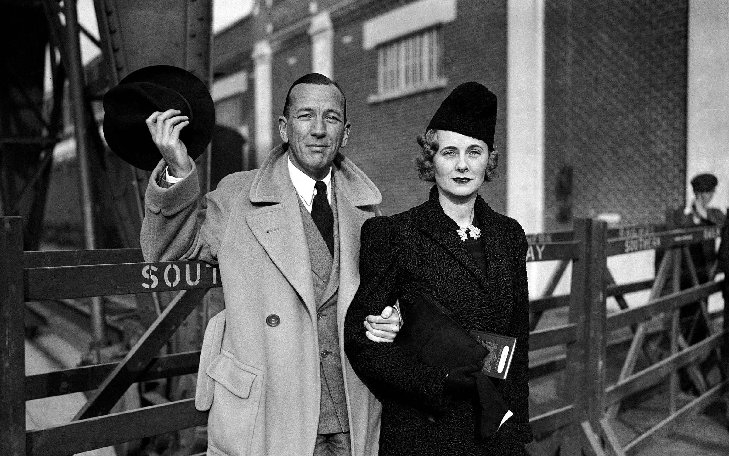 Noël Coward with Lady Castlerosse in Southampton, England