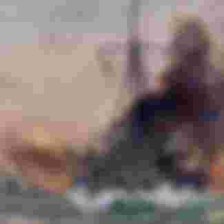 A print of a First World War Imperial German Navy battlecruiser, the SMS Goeben.