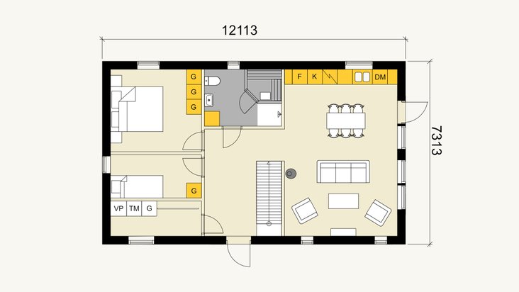Planlösning till Fjällhuset