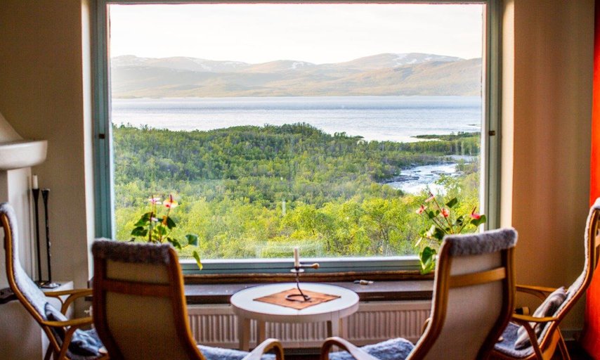 Vacker utsikt från boendet på STF Abisko Turiststation
