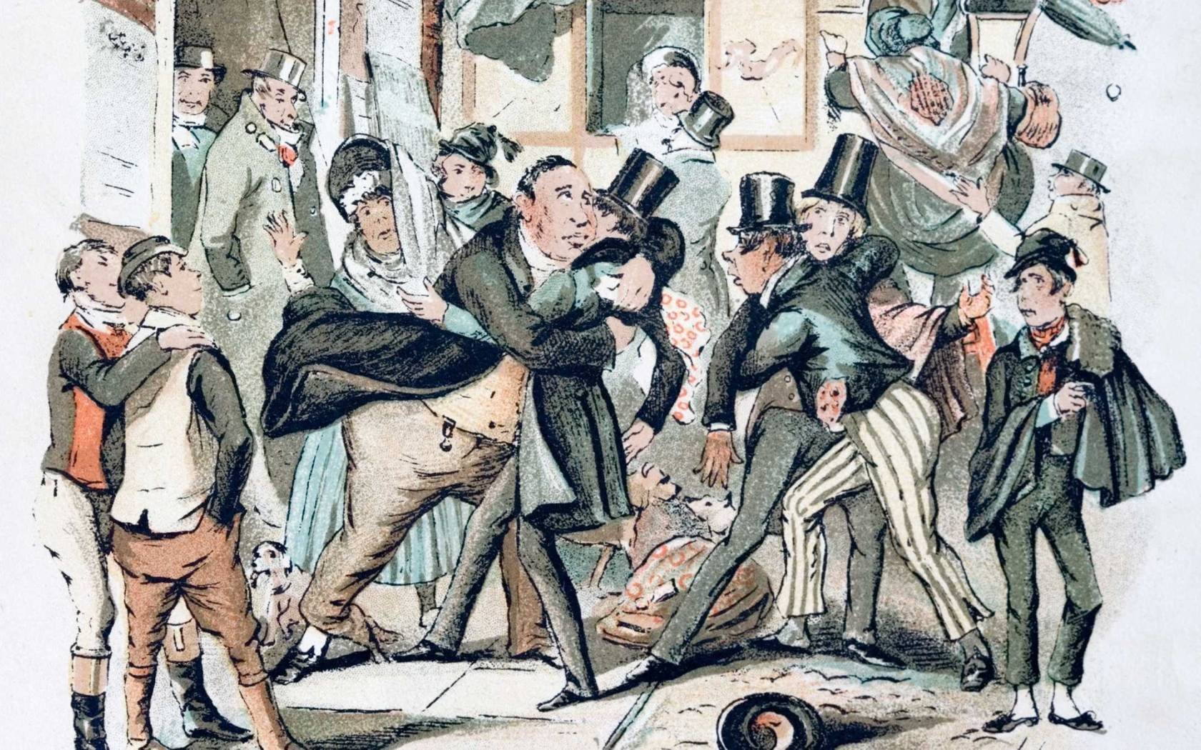 Civil disorder arising from animosity between university undergraduates and towns people (town v gown) as described in a Charles Dickens novel.