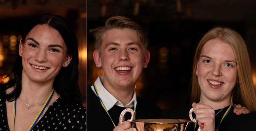 Thea Andersson, Thilda Mårtensson och Erik Norrblom blev<br />
 guldmedaljörer i Gymnasie-SM 2020.  Foto: Visita