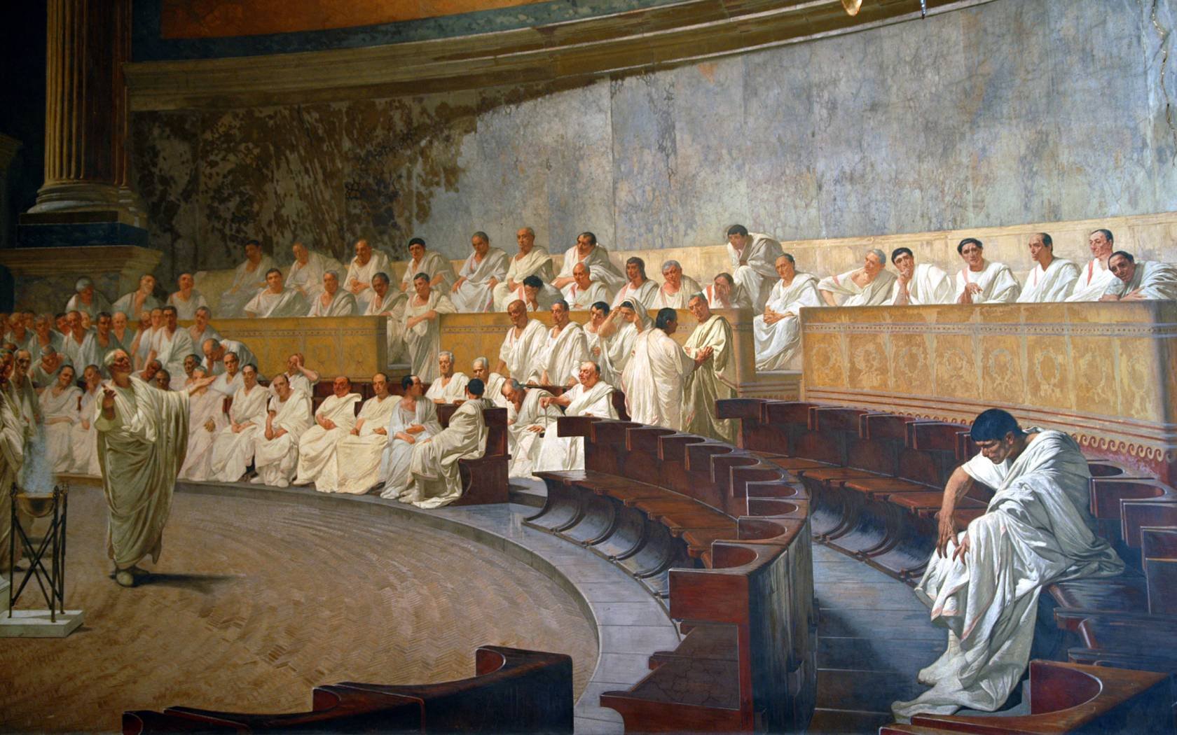 'Cicero in the Roman Senate, accusing Catiline' by Maccari Cesare.