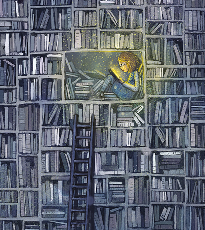 Ur <i>Flickan som ville rädda böckerna</i> av Klaus Hagerup & Lisa Aisato