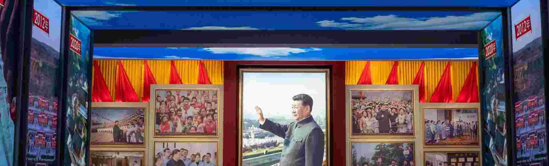 Images showing Chinese President Xi Jinping at the Museum of the Communist Party of China in Beijing.