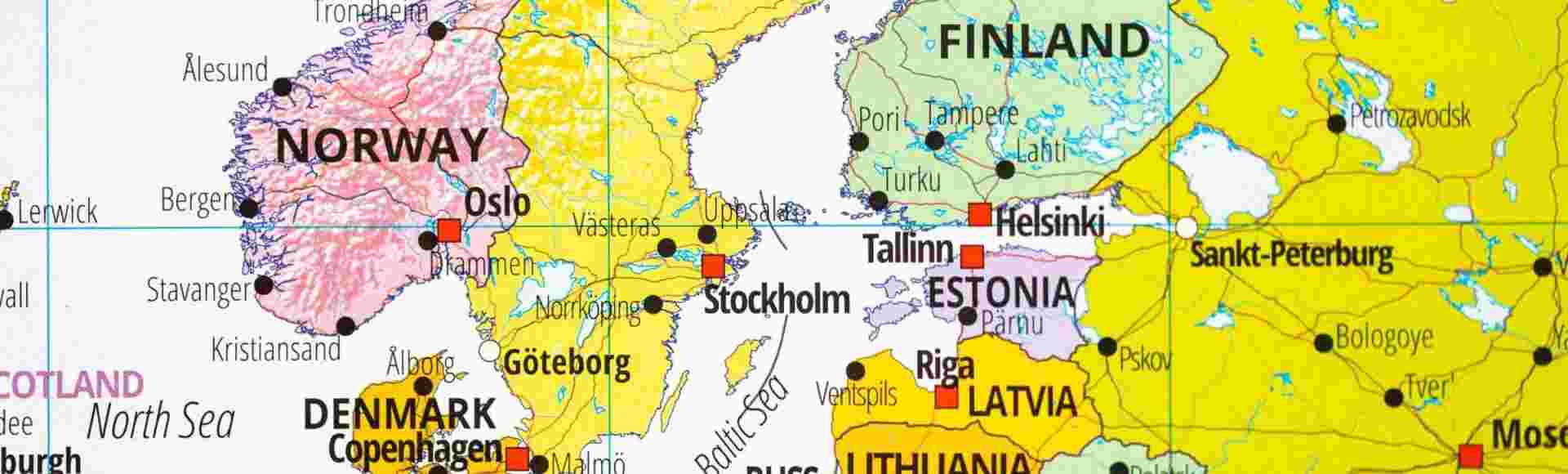 Map of Scandinavia and the Baltic Sea region.