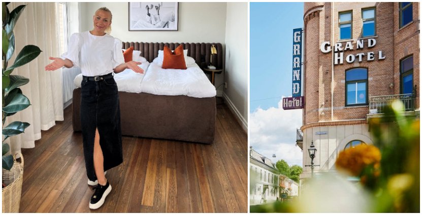 Hotellchef Lina Stenervik i ett av de nyrenoverade rummen. 