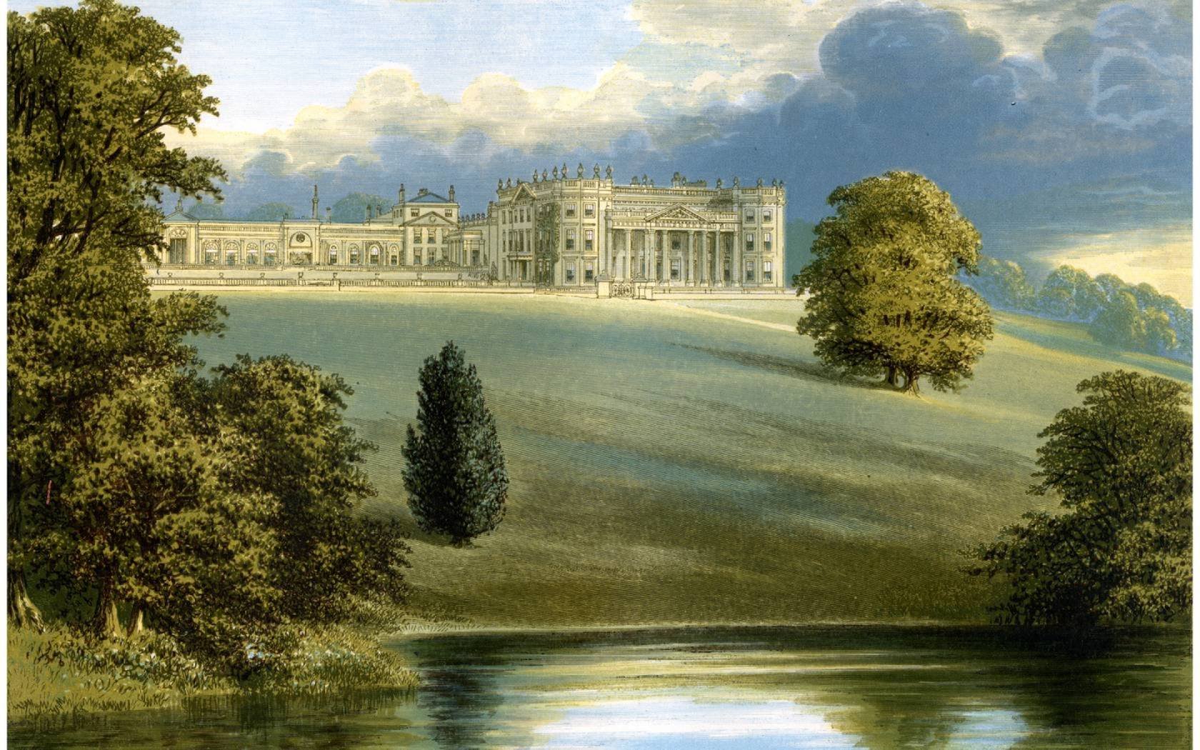 Bowood Park, Wiltshire, home of the Marquess of Lansdowne, c1880. Wood-engraved plates after paintings by Benjamin Fawcett and Alexander Francis Lydon.