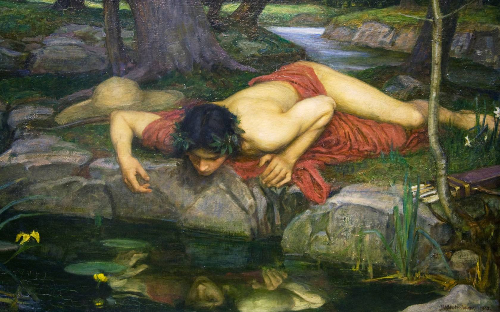 Detail from Echo and Narcissus by John William Waterhouse, 1903.