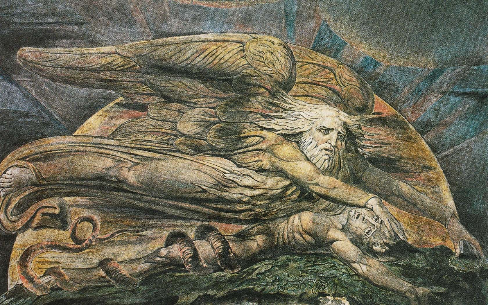 William Blake depicts Elohim creating Adam.