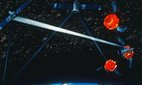 An artist's concept of a hybrid ground and space-based laser weapon destroying enemy satellites.