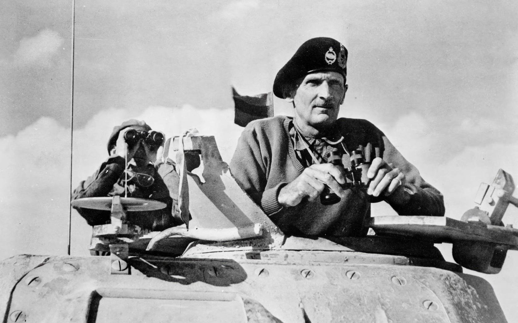 General Montgomery watches his tanks move up in North Africa.