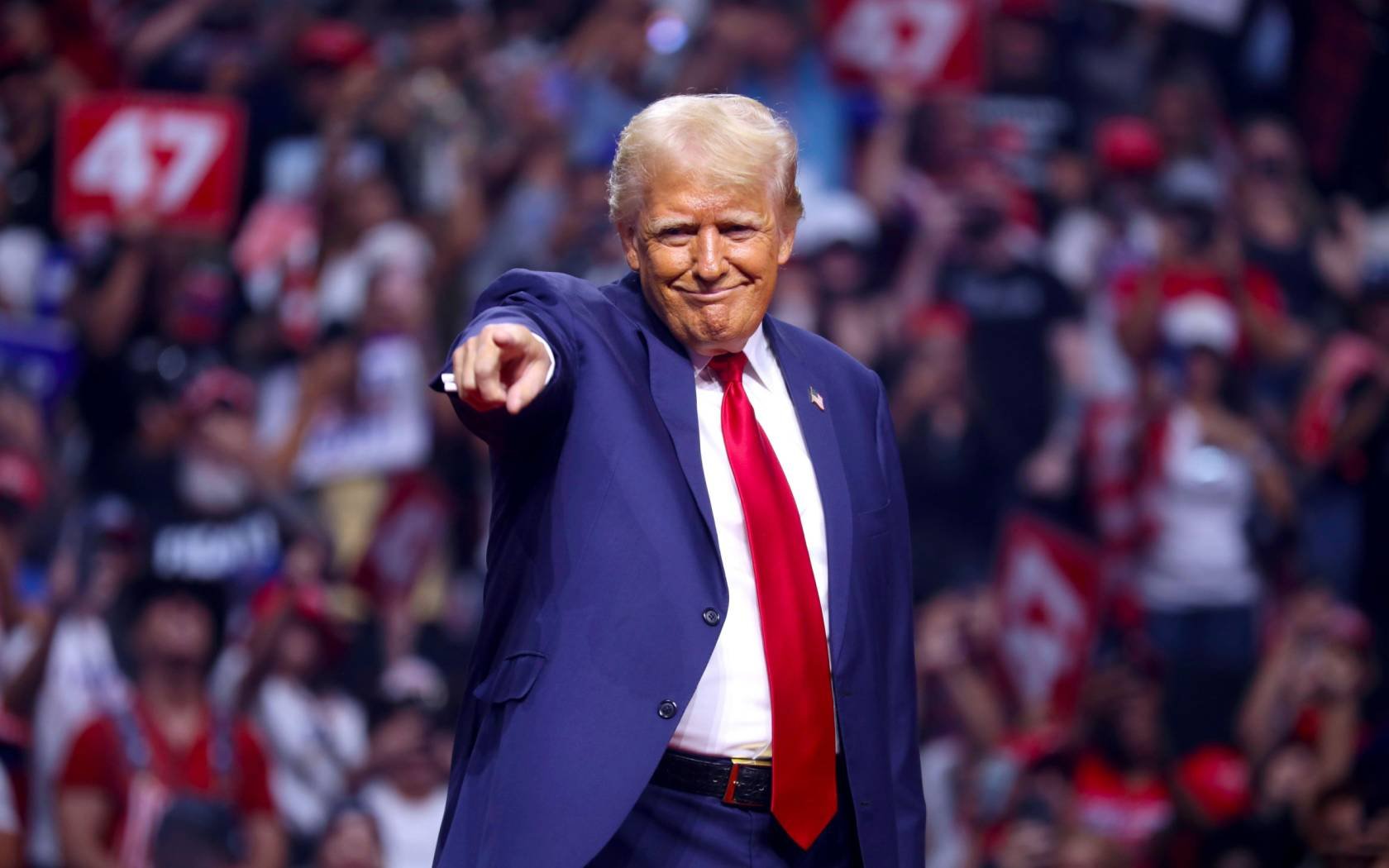 Donald Trump speaking at a rally.