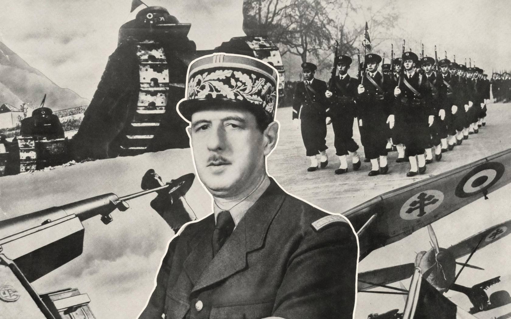 A Second World War political poster featuring Charles de Gaulle.