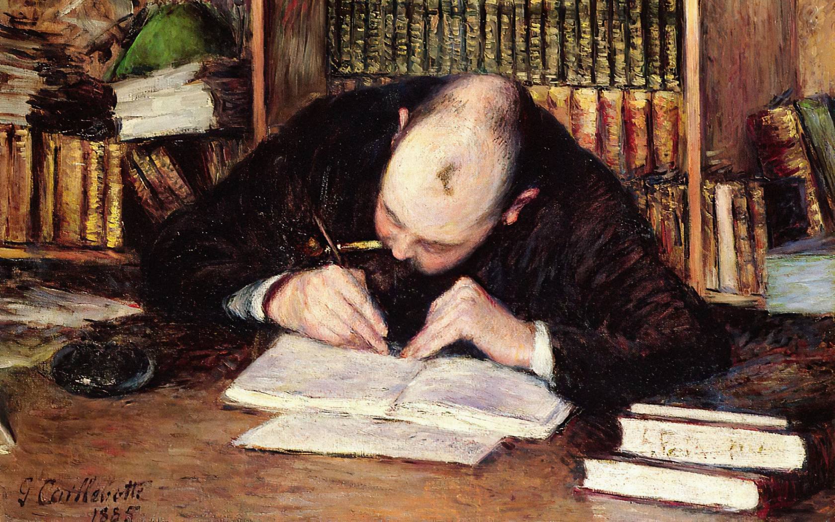 Gustave Caillebotte's Portrait of a Man Writing in His Study, 1885.