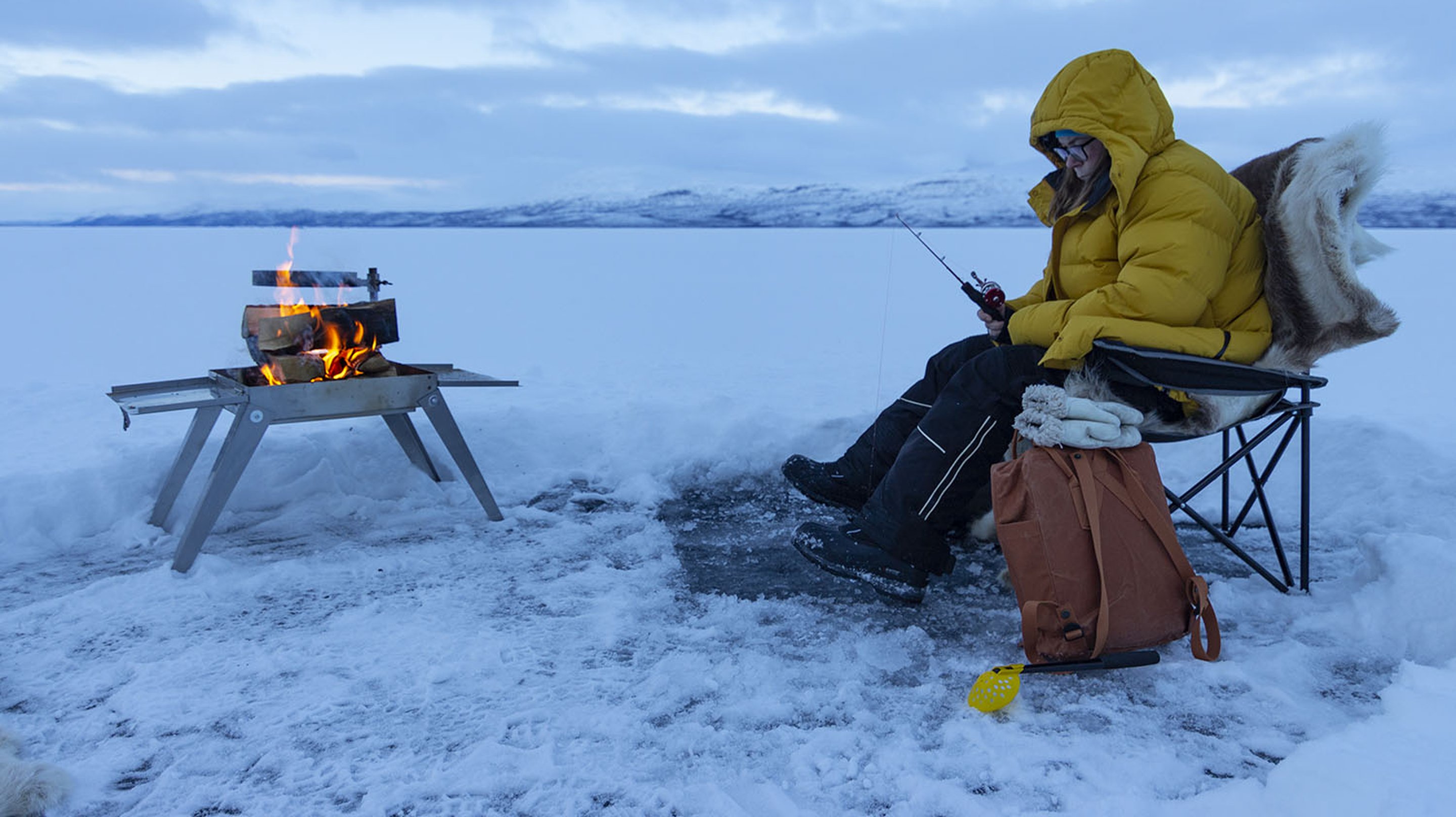 Ice fishing - wellness on ice - Kiruna Lappland