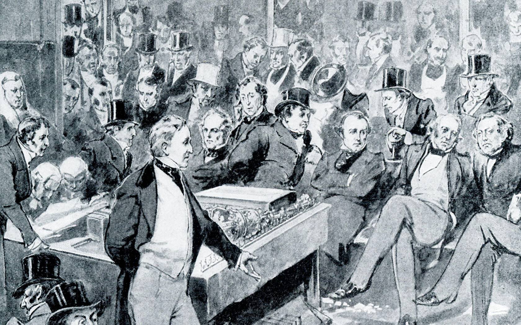 Robert Peel presents the repeal of the Corn Laws to the Commons.