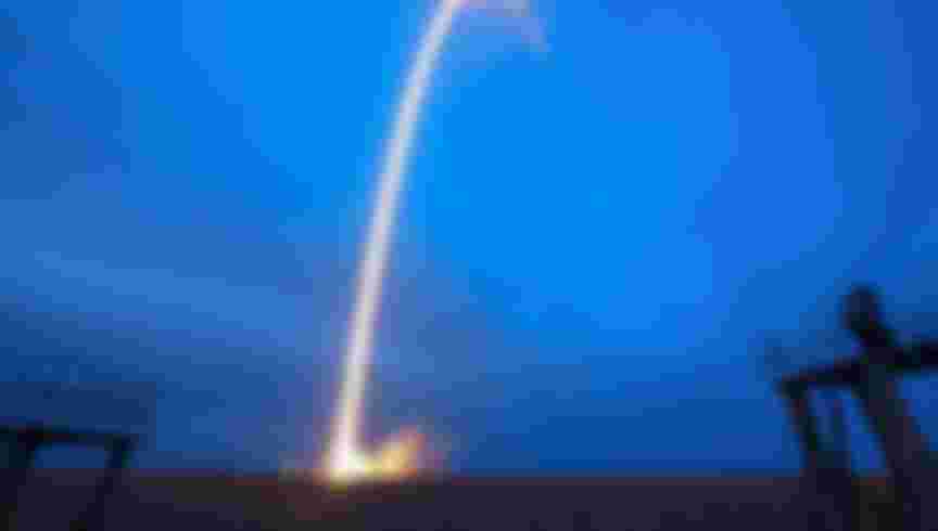 The Russian Soyuz MS-15 Spacecraft launches from Baikonur Cosmodrome in Kazakhstan. Credit: Bill Ingalis / NASA via Getty Images.