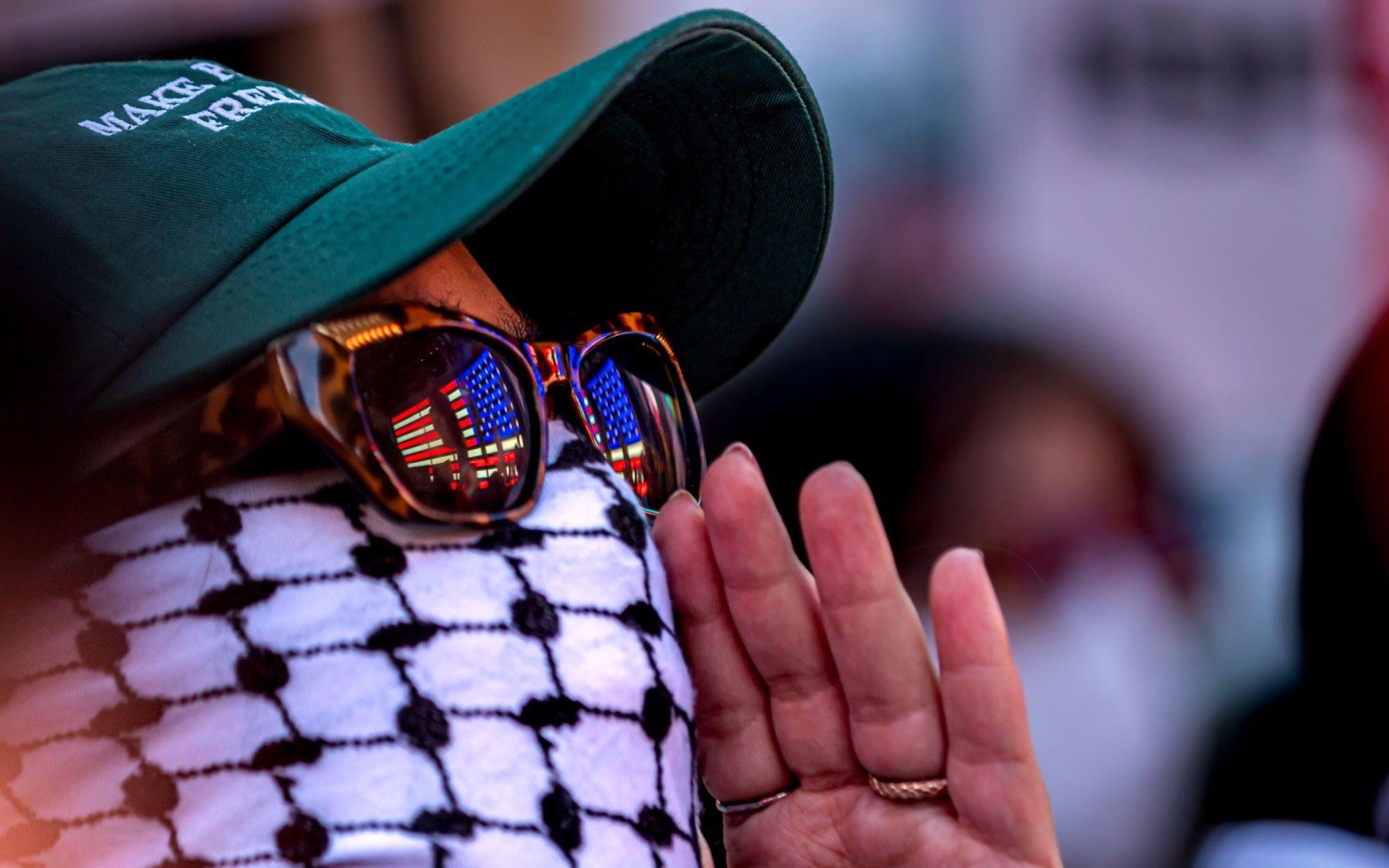 Pro-Palestine protestor in New York City. Credit: Sipa US