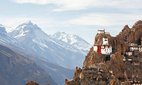 The Tibetan Buddhist monastery at Dhankar Gompa, in the Spiti Valley of Himachal Pradesh, northern India, close to India's border with Tibet.