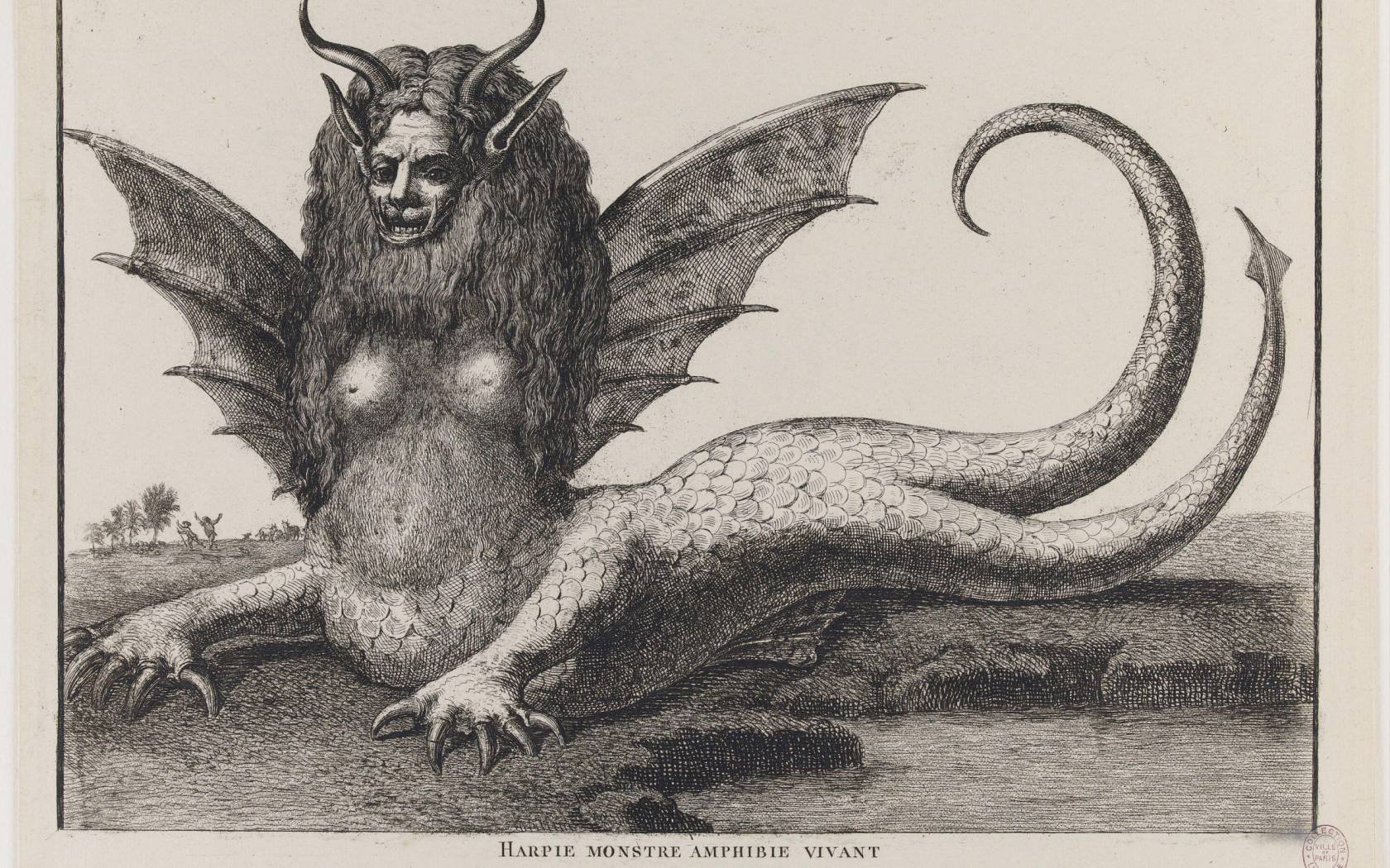 'Caricature contre Marie-Antoinette; Harpie monstre amphibie vivant' / Contributor: PWB Images