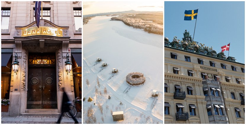 Bank Hotel, Arctic Bath och Grand Hôtel – tre av vinnarna i Michelin Key.  Foto: Pressbilder