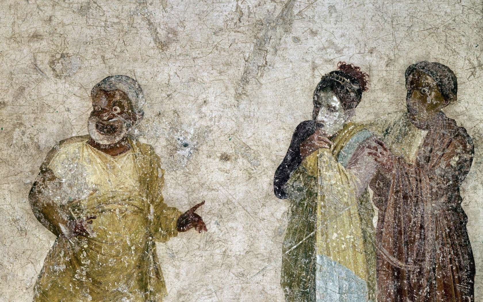 Theatrical scene by the playwright Plautus of an argument between a courtesan and an old man.