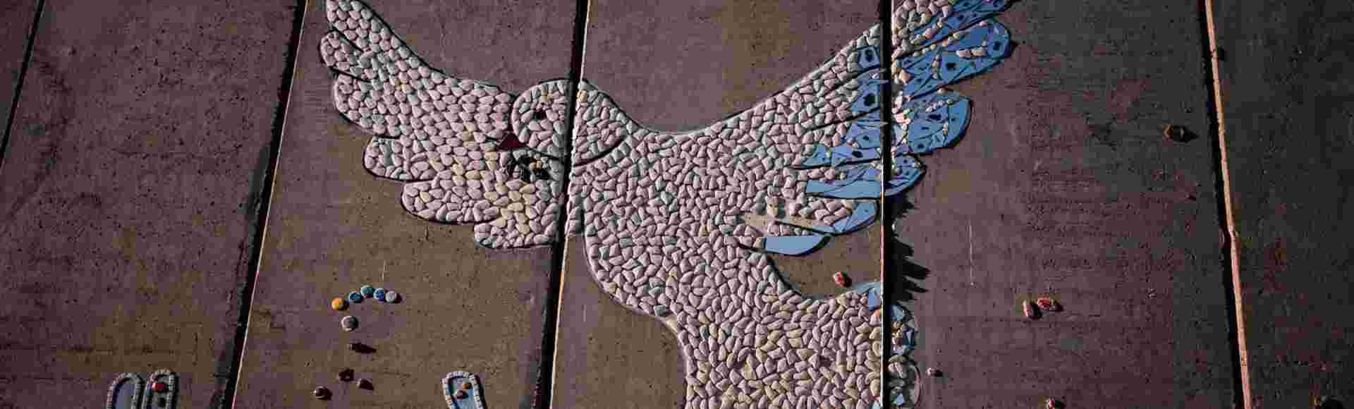 The iconic Path to Peace mosaic featuring a dove, located on the Israel-Gaza border in Netiv Haasara, symbolises the hope for harmony.