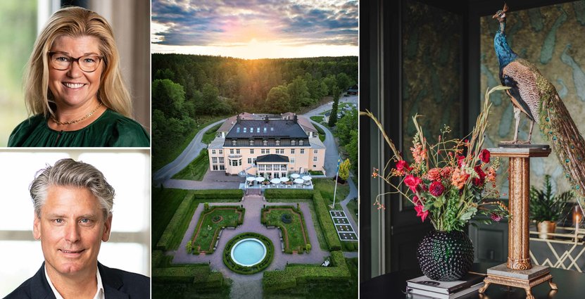 Elina Jonsson, ägare, och Oscar Lindeberg, hotelldirektör på Villa Fridhem. Foto: Villa Fridhem